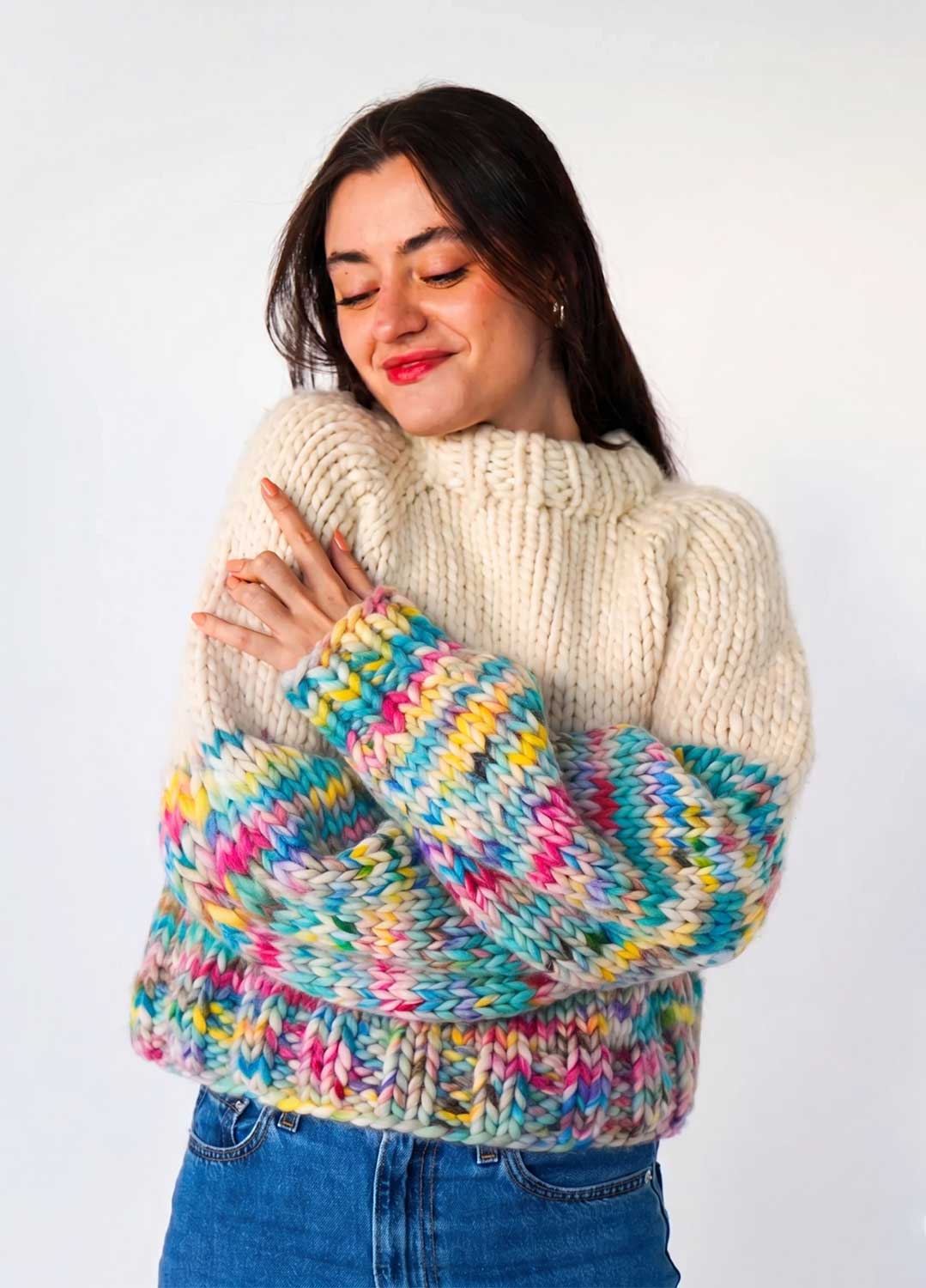 The Rainbow Sweater Kit x @paula.on.knits - Yummy Yarn Version