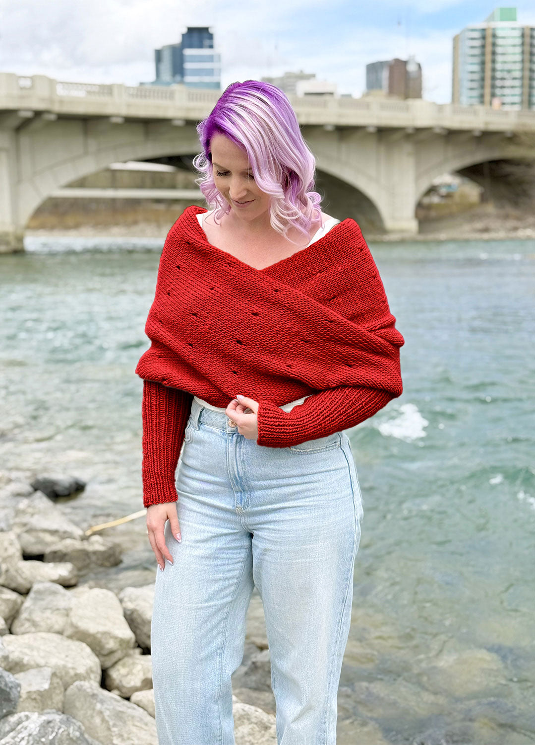 Easy Eyelet Sweater Scarf x @knitatude Kit - Monthly Deal
