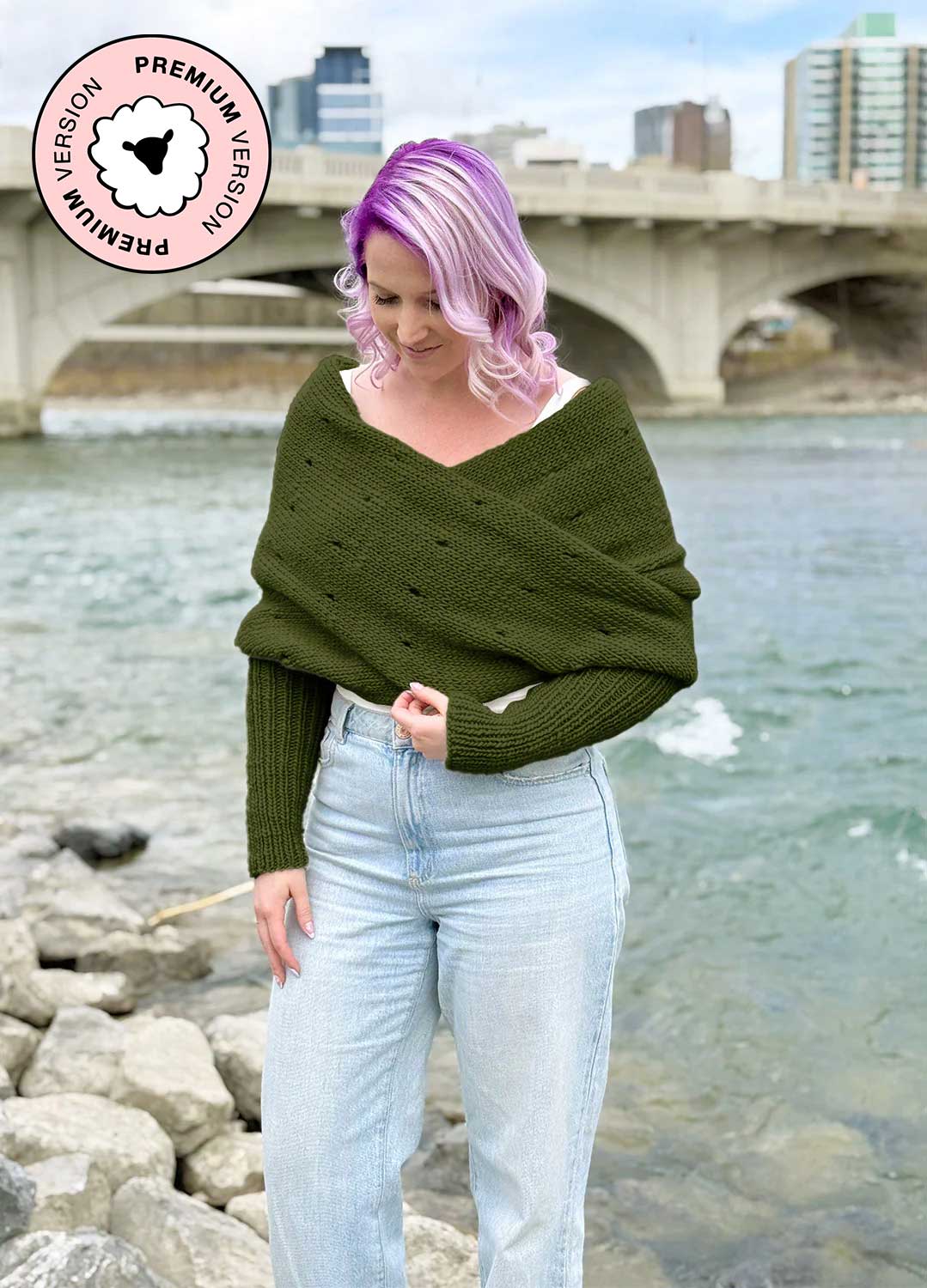 Easy Eyelet Sweater Scarf x @knitatude Kit - Petite Premium Version
