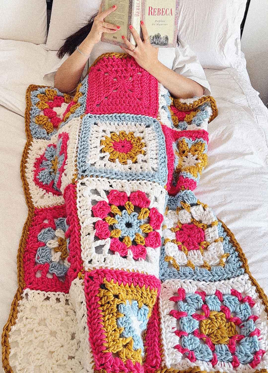 Crochet Granny Square Stitch Sampler Blanket Kit - Yummy Version